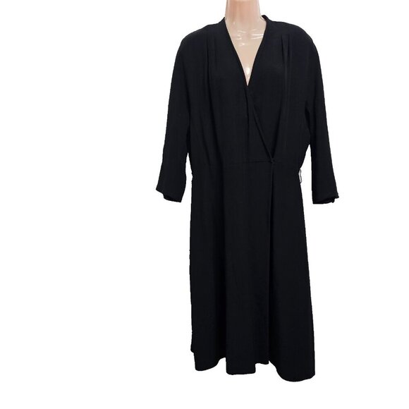 Lafayette 148 New York Crossover Dress Women Size 12 Black No belt included - Picture 1 of 11